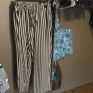 Brown and striped tan pants